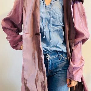 Lightweight reversible pink raincoat